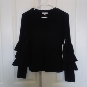 1. State Nomad Black Ruffle Sleeve Sweater
